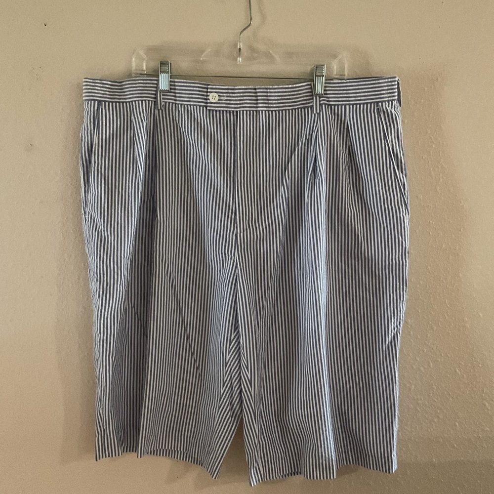 Linea Uomo Seersucker Shorts Golf Outdoors Blue & White Stripes Men’s Size 44W